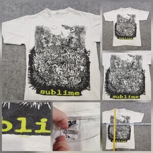 Vintage Y2K Sublime Shirt Mens Small White Skunk Records Long Beach Concert Band